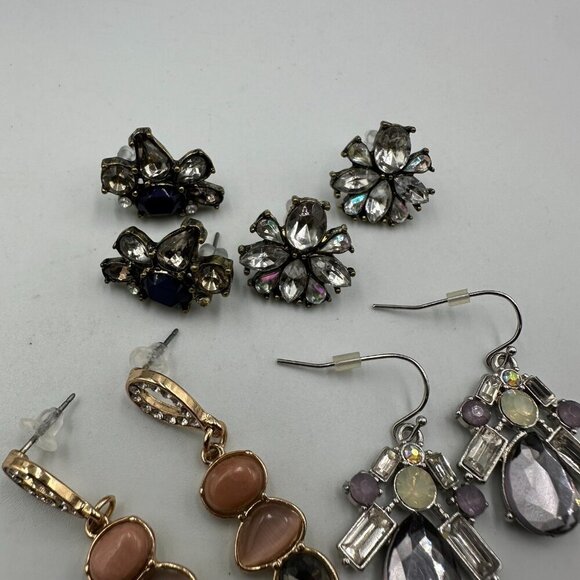 3/$30 Earring Lot Pierced Statement Crystal Rhinestone Teardrop Jewel Dangle - Picture 8 of 15